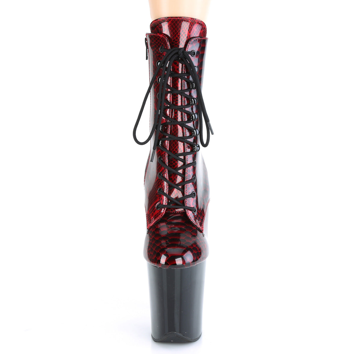 FLAMINGO-1020SP Pleaser Red Snake Print Patent/Black Platform Shoes (Sexy Shoes)
