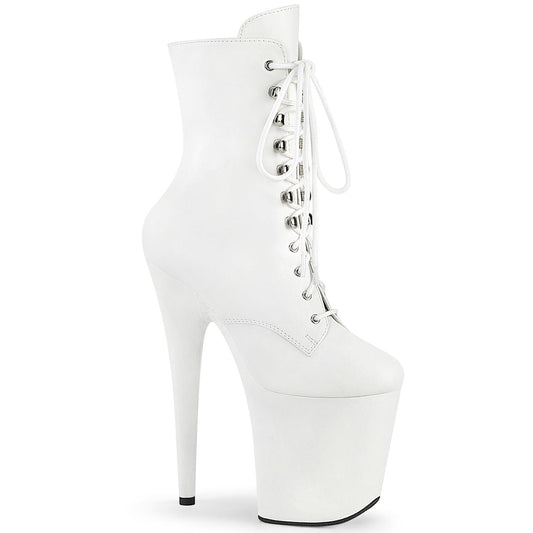 FLAMINGO-1020WR Strippers Heels Pleaser Platforms (Exotic Dancing) Wht Faux Leather/Wht Faux Leather