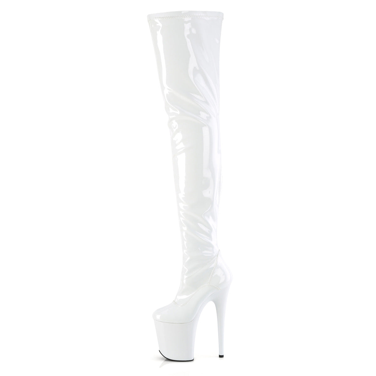 FLAMINGO-4000 Pleaser White Stretch Patent/White Platform Shoes (Sexy Shoes)