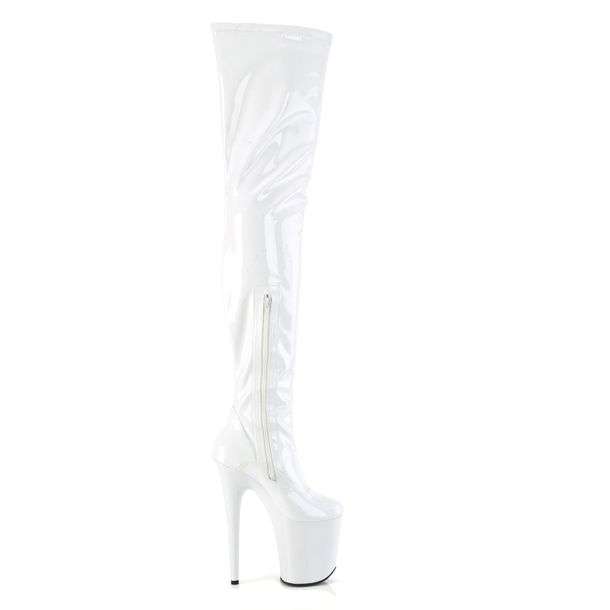 FLAMINGO-4000 Pleaser White Stretch Patent/White Platform Shoes (Sexy Shoes)