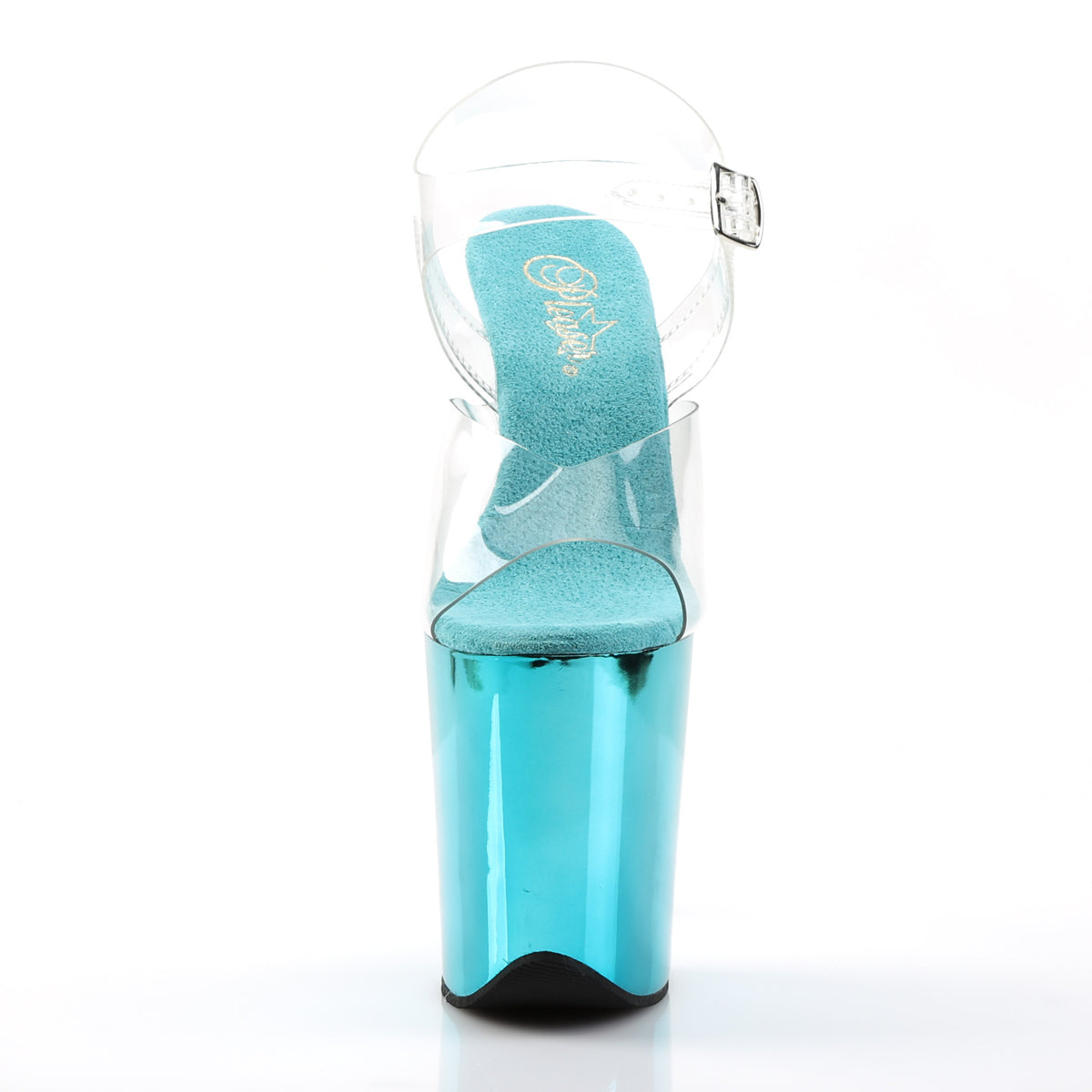 FLAMINGO-808 Pleaser Clear/Turquoise Chrome Platform Shoes (Sexy Shoes)