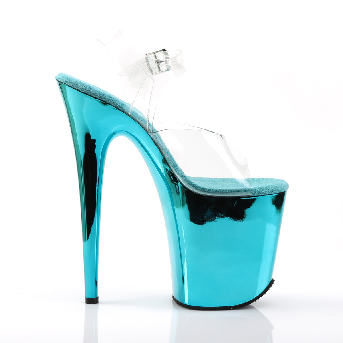 FLAMINGO-808 Pleaser Clear/Turquoise Chrome Platform Shoes (Sexy Shoes)