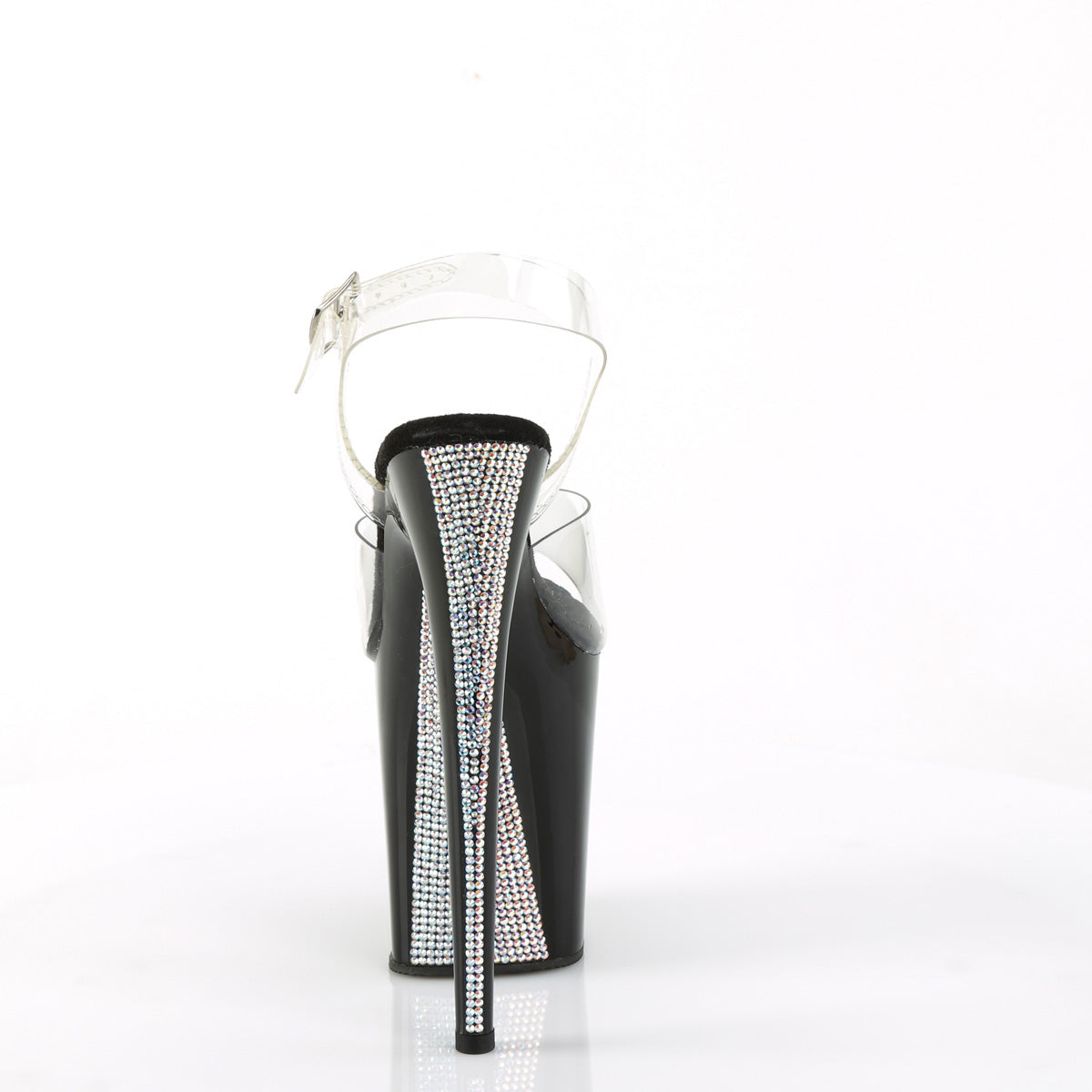 FLAMINGO-808CRS-2 Pleaser Clear/Black-Silver Rhinestones Platform Shoes (Sexy Shoes)