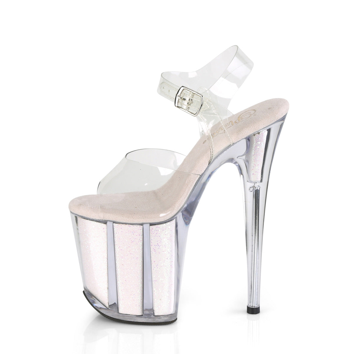 FLAMINGO-808G Pleaser Clear/Opal Glitter Inserts Platform Shoes (Sexy Shoes)