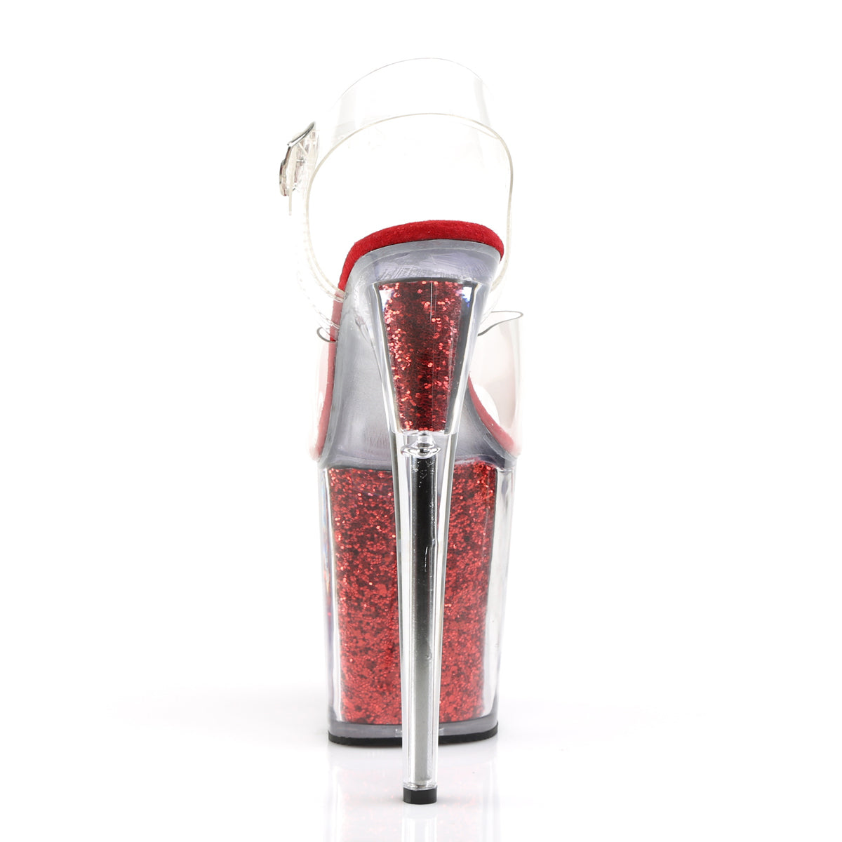 FLAMINGO-808G Pleaser Clear/Red Glitter Platform Shoes (Sexy Shoes)