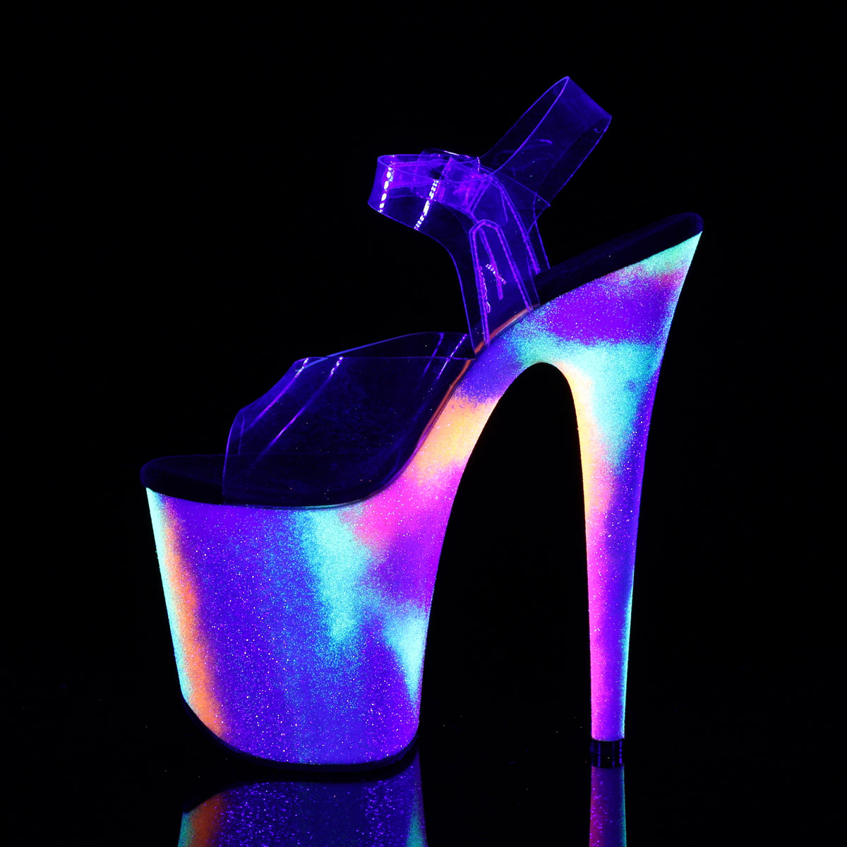 FLAMINGO-808GXY Pleaser Clear/Neon Glitter Platform Shoes (Sexy Shoes)