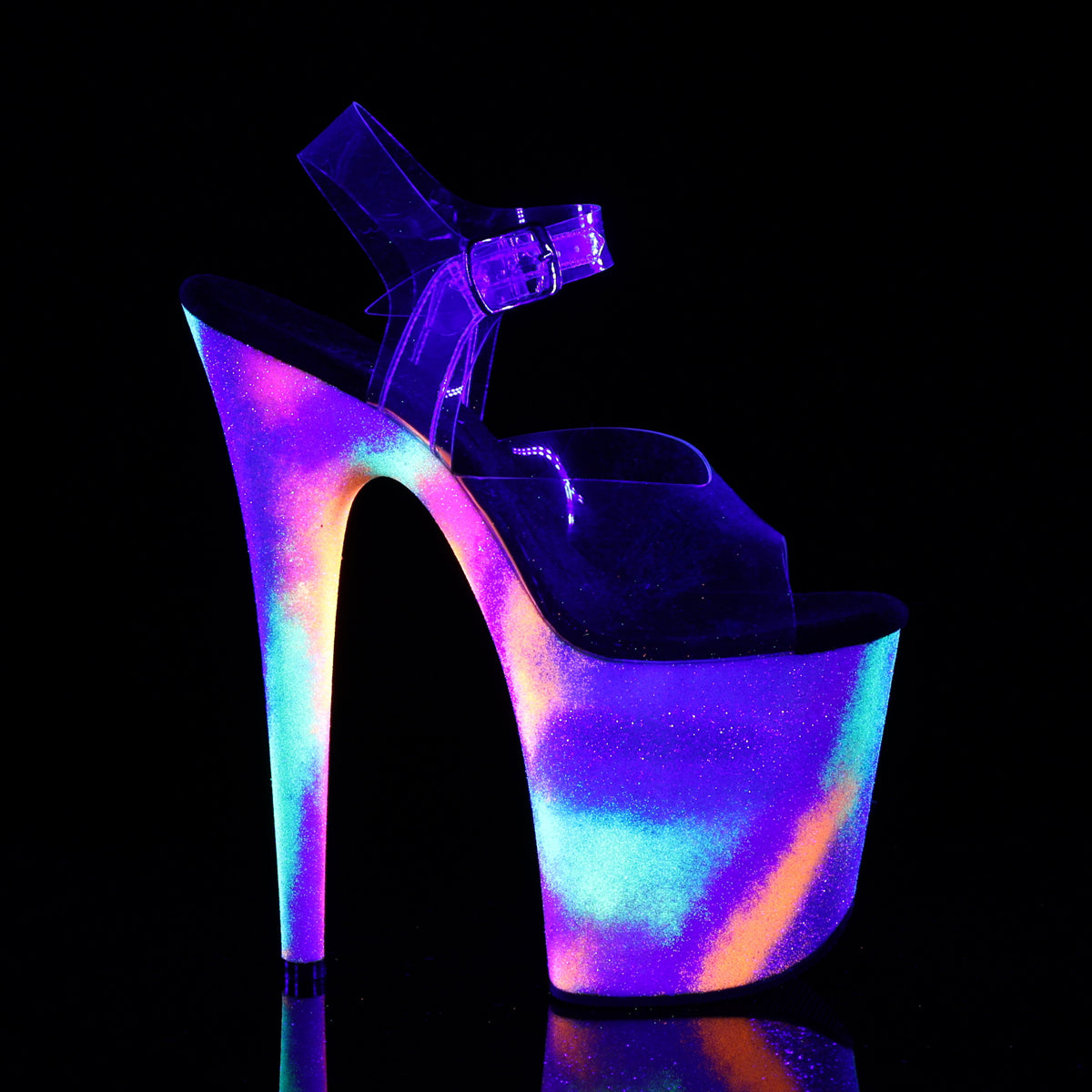 FLAMINGO-808GXY Pleaser Clear/Neon Glitter Platform Shoes (Sexy Shoes)