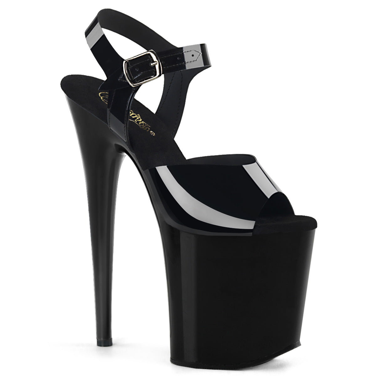 FLAMINGO-808N Strippers Heels Pleaser Platforms (Exotic Dancing) Blk (Jelly-Like) TPU/Blk