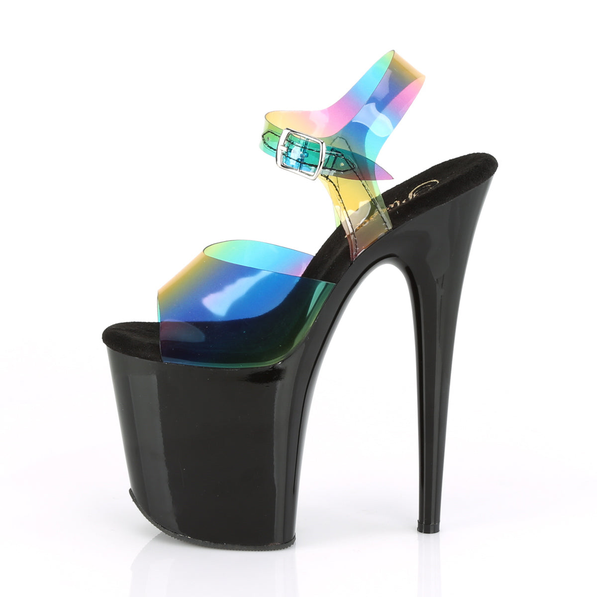 FLAMINGO-808RB Pleaser Rainbow PVC/Black Platform Shoes (Sexy Shoes)