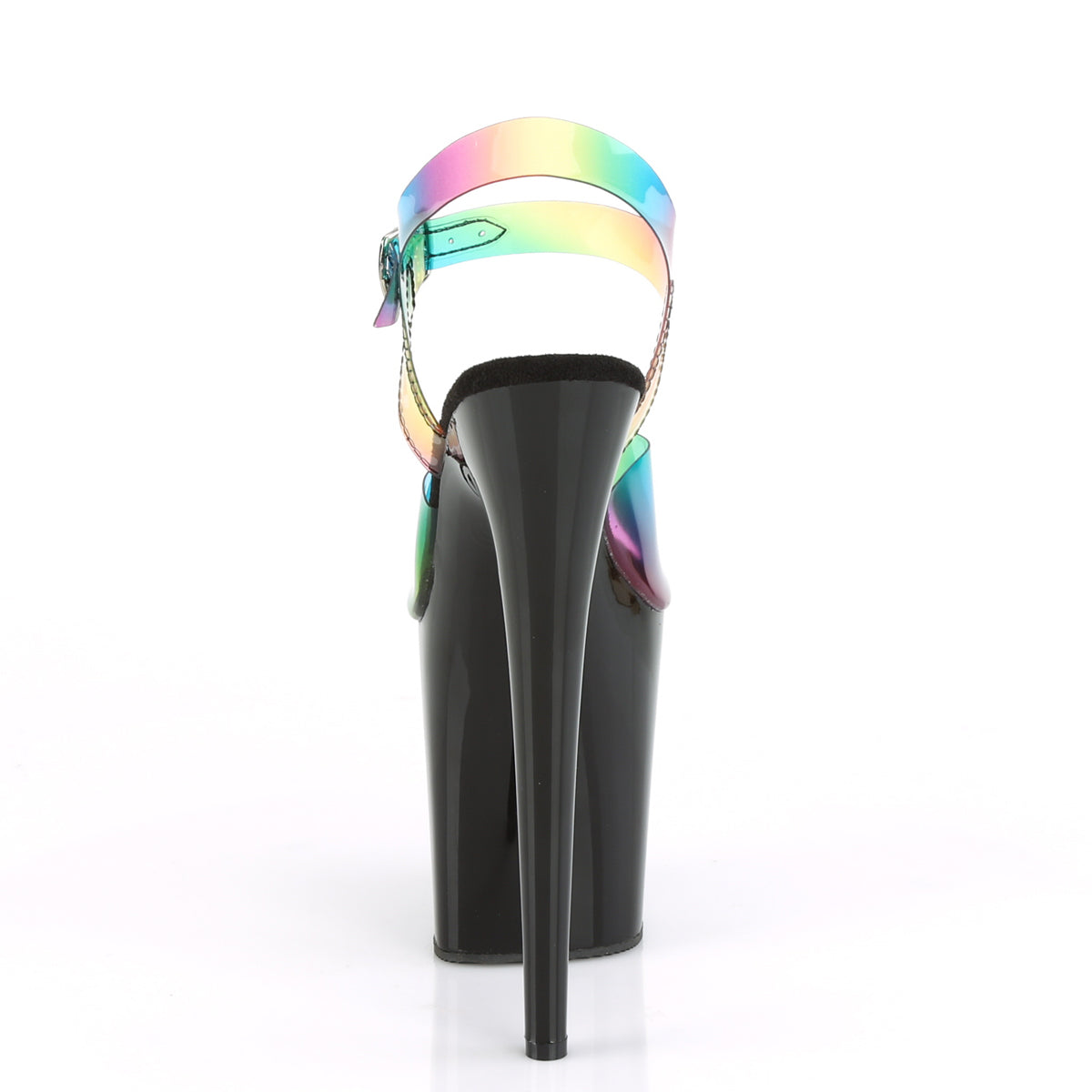 FLAMINGO-808RB Pleaser Rainbow PVC/Black Platform Shoes (Sexy Shoes)