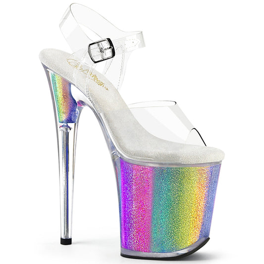 FLAMINGO-808RG-01 Strippers Heels Pleaser Platforms (Exotic Dancing) Clr/Rainbow Glitter