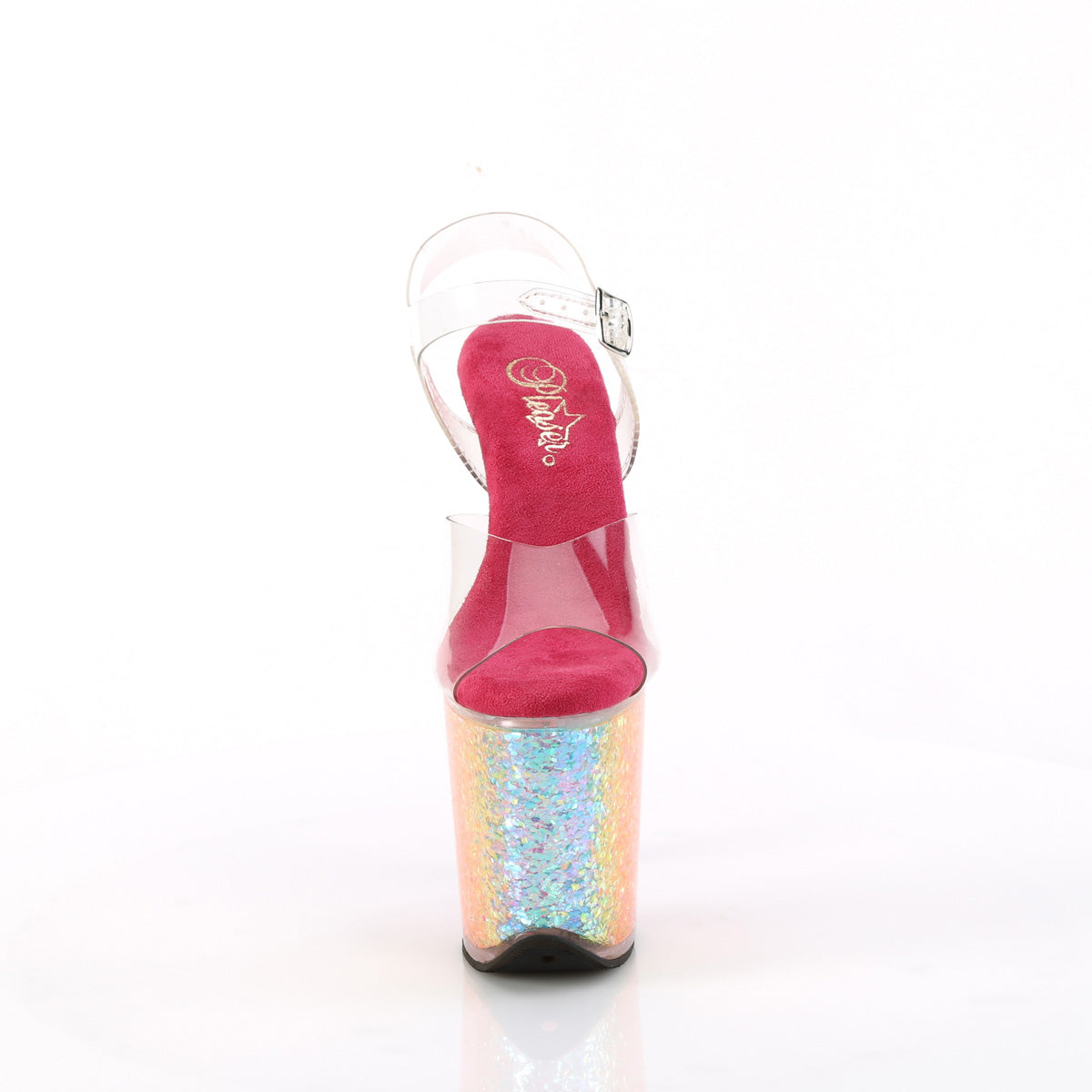 FLAMINGO-808RG-02 Pleaser Clear/Rainbow Confetti Platform Shoes (Sexy Shoes)