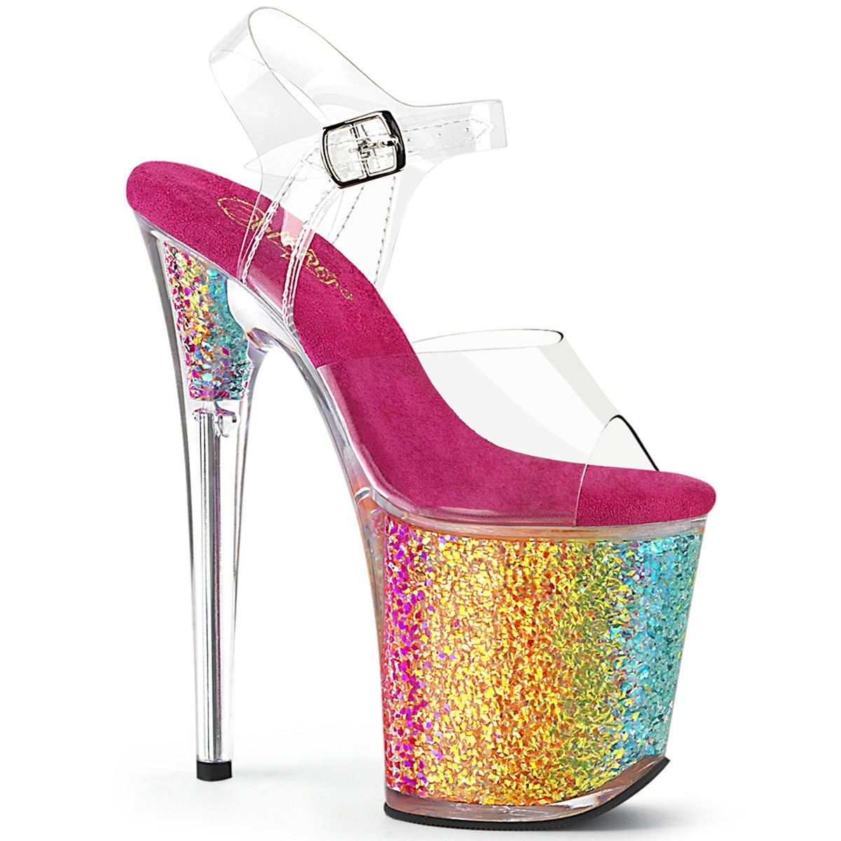 FLAMINGO-808RG-02 Strippers Heels Pleaser Platforms (Exotic Dancing) Clr/Rainbow Confetti