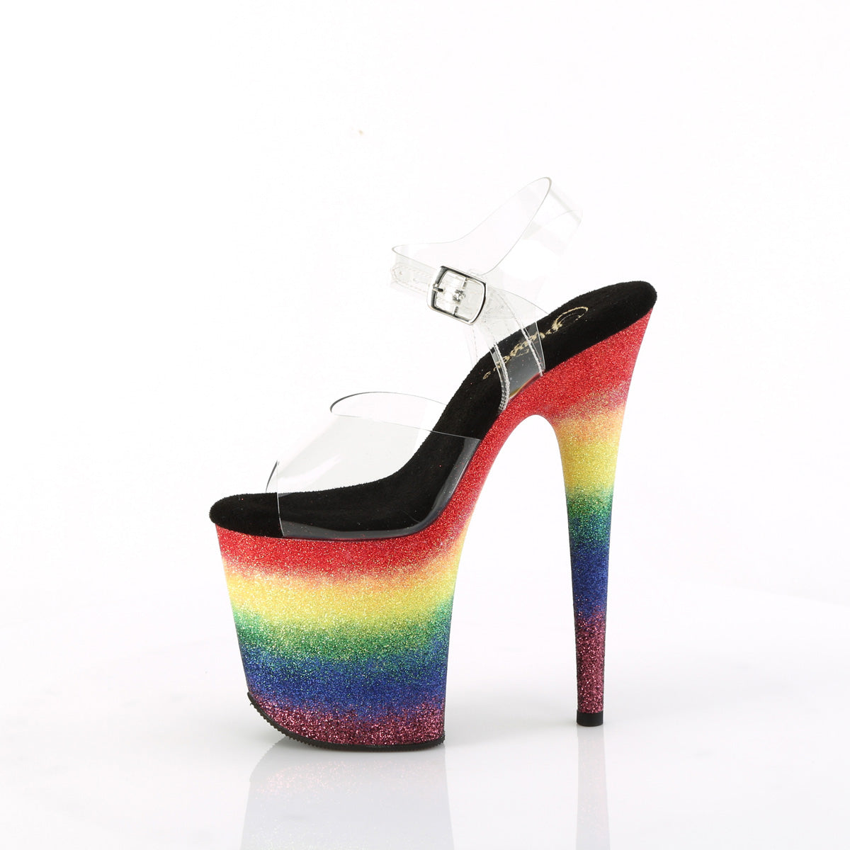 FLAMINGO-808RG-04 Pleaser Clear/Rainbow Glitter Platform Shoes (Sexy Shoes)