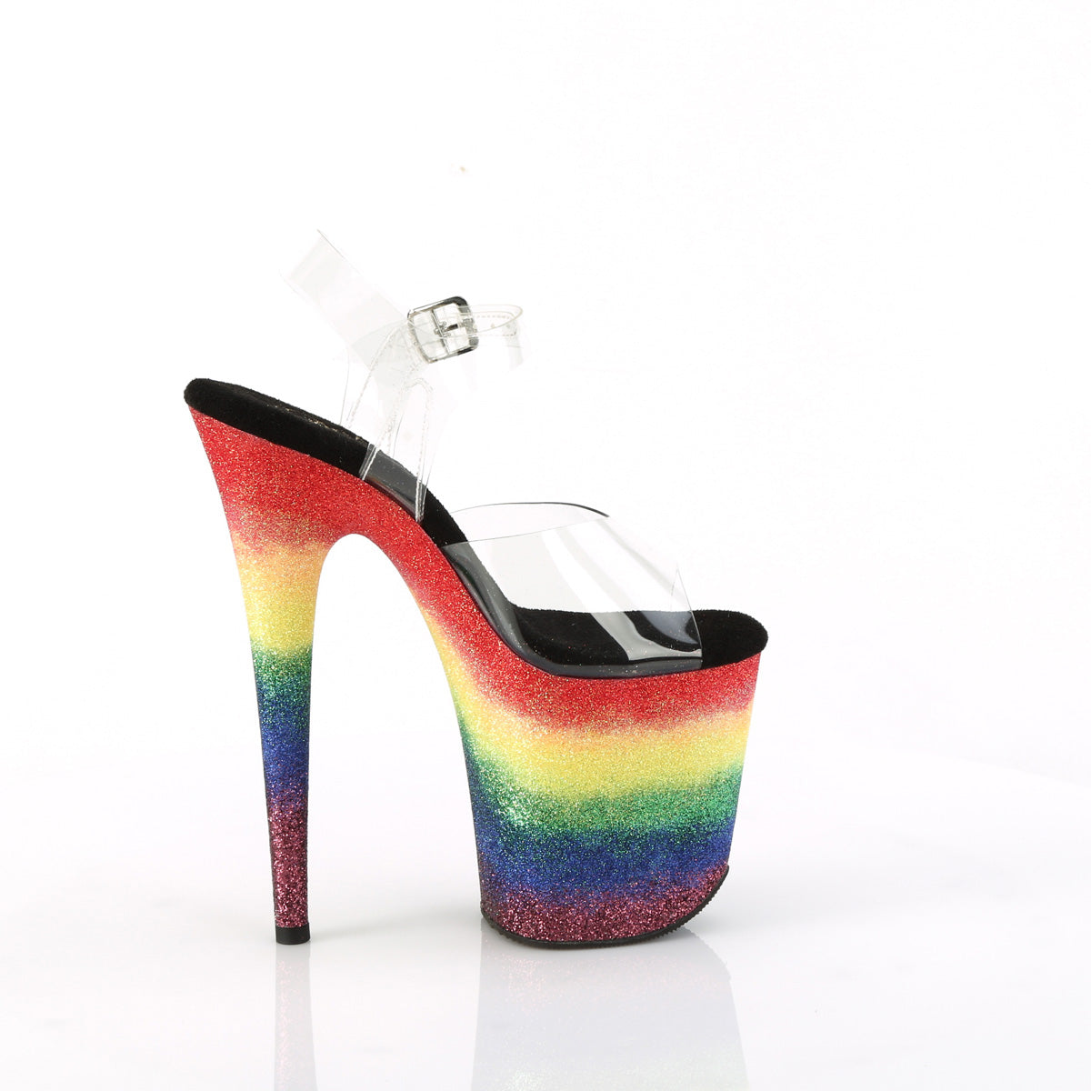 FLAMINGO-808RG-04 Pleaser Clear/Rainbow Glitter Platform Shoes (Sexy Shoes)