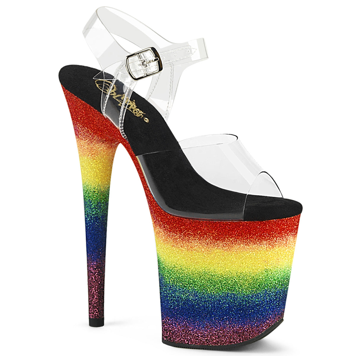 FLAMINGO-808RG-04 Strippers Heels Pleaser Platforms (Exotic Dancing) Clr/Rainbow Glitter