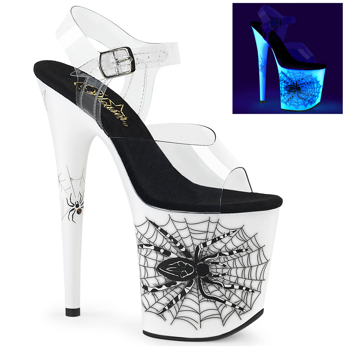 FLAMINGO-808SW Strippers Heels Pleaser Platforms (Exotic Dancing) Clr/Neon White