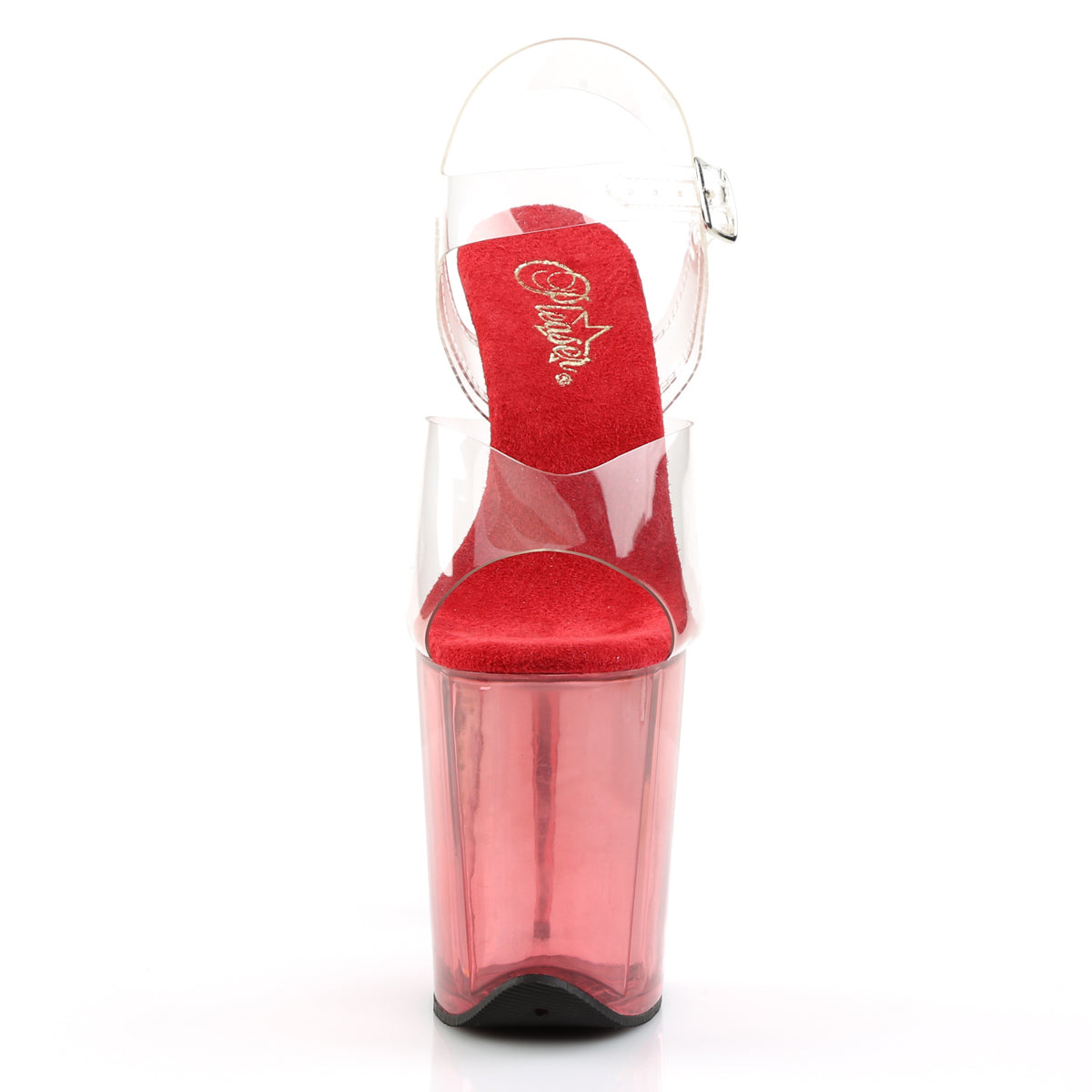 FLAMINGO-808T Pleaser Clear/Red Tinted Platform Shoes (Sexy Shoes)