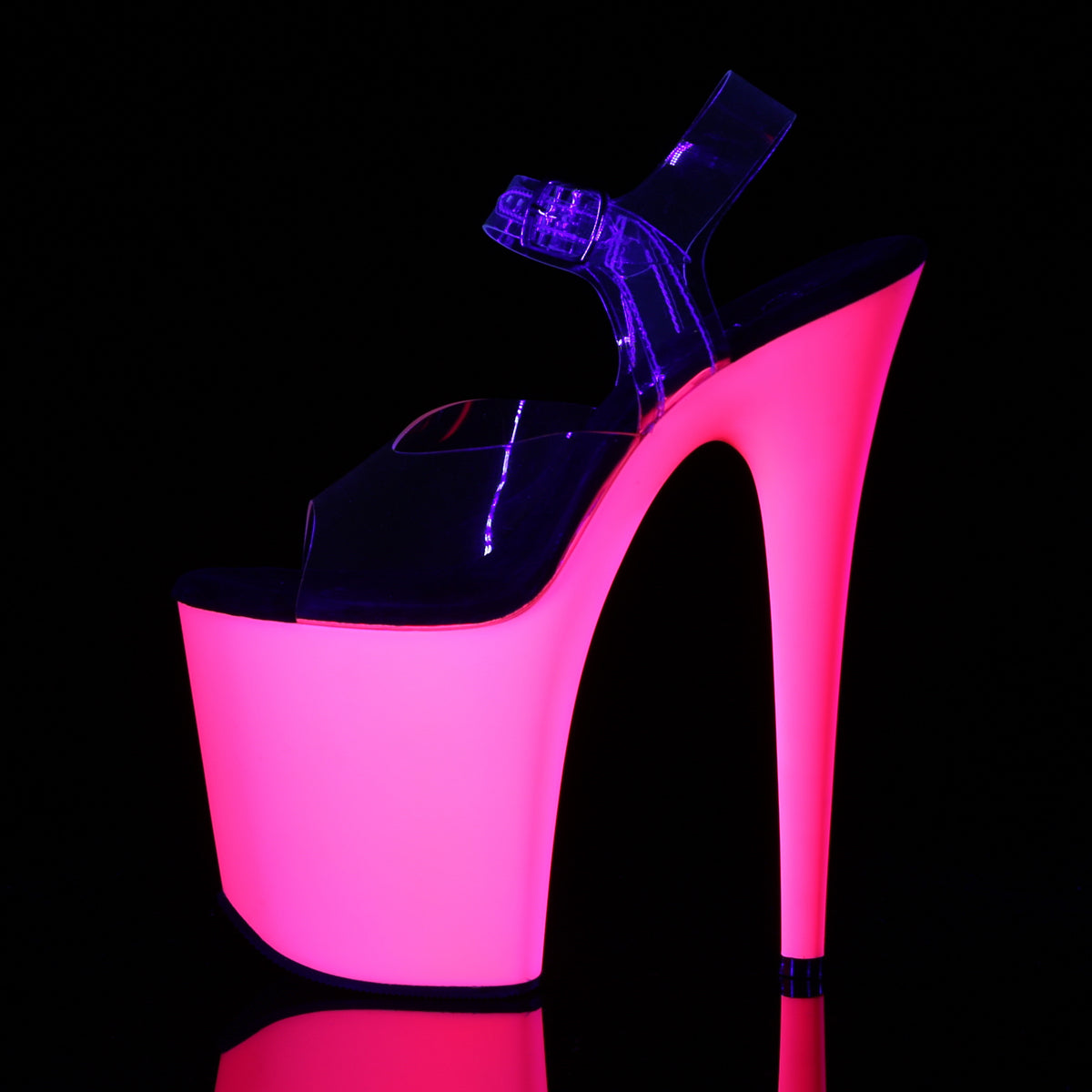 FLAMINGO-808UV Pleaser Clear/Neon Pink Platform Shoes (Sexy Shoes)