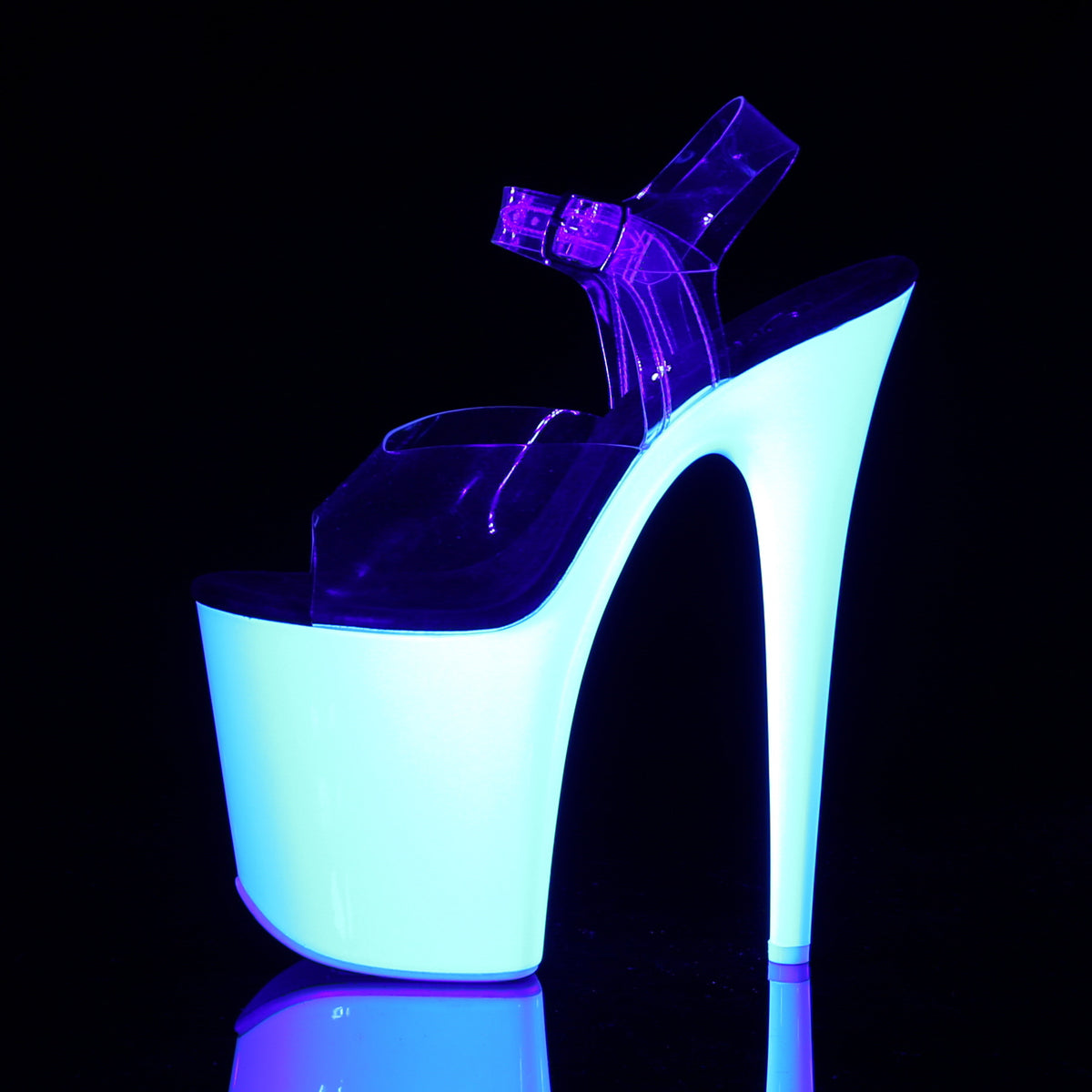 FLAMINGO-808UV Pleaser Clear/Neon White Platform Shoes (Sexy Shoes)