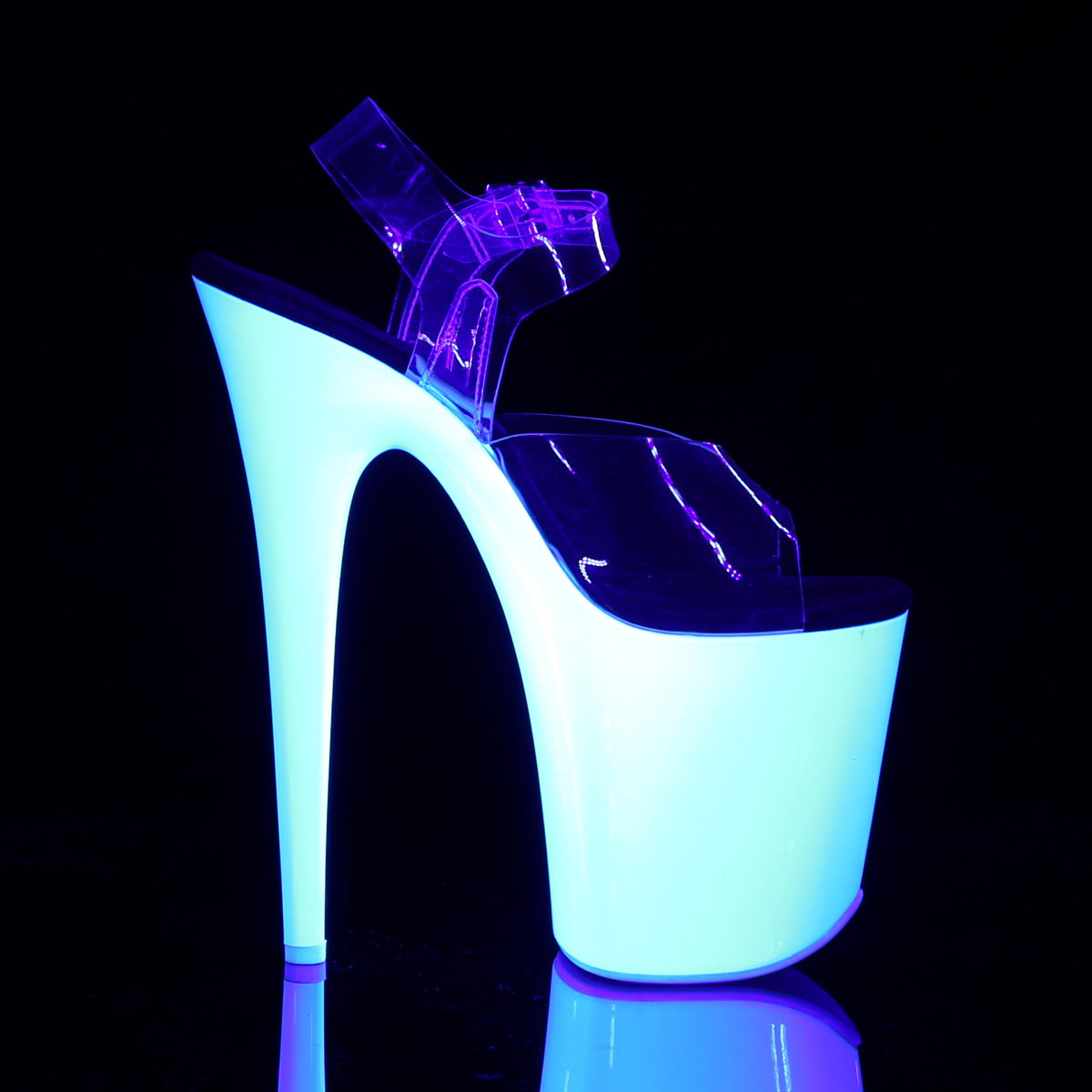 FLAMINGO-808UV Pleaser Clear/Neon White Platform Shoes (Sexy Shoes)