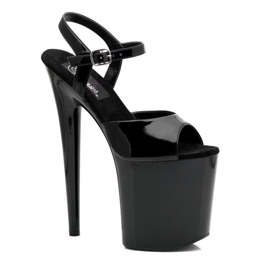 FLAMINGO-809 Strippers Heels Pleaser Platforms (Exotic Dancing) Blk Pat/Blk