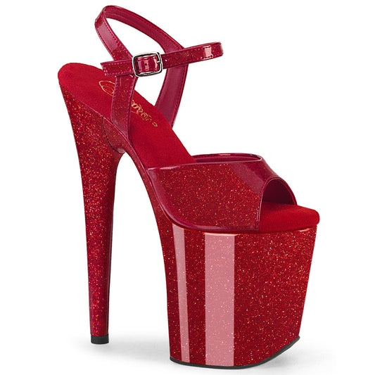 FLAMINGO-809GP Pleaser Ruby Red Glitter Patent Platform Shoes (Sexy Shoes)