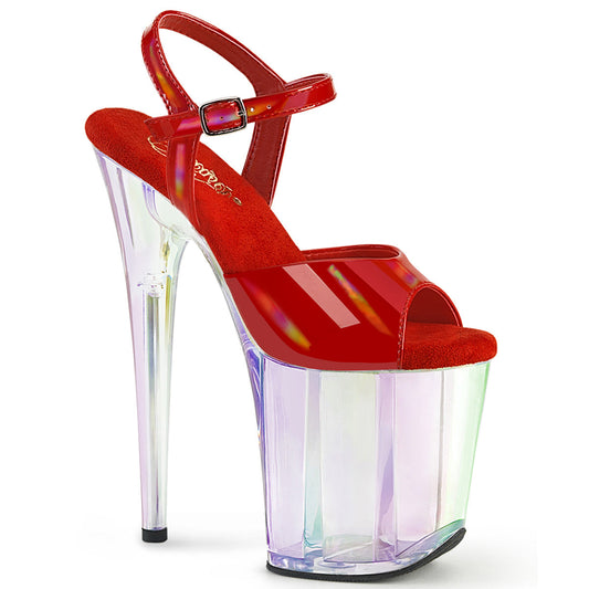 FLAMINGO-809HT Pleaser Red Holo Patent/Holo Tinted Platform Shoes (Sexy Shoes)