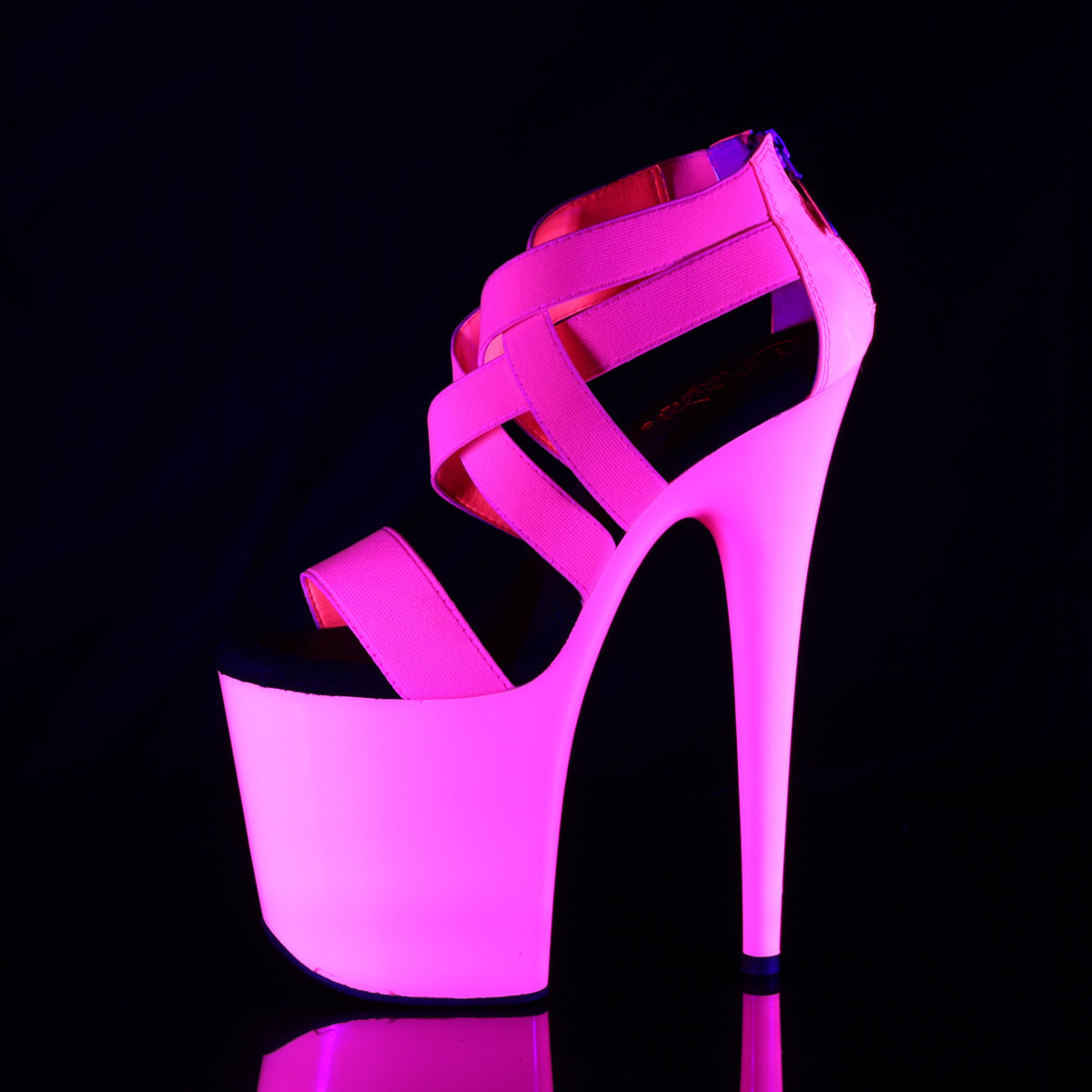 FLAMINGO-869UV Pleaser Neon H Pink Elastic Band-Patent/Neon H Pink Platform Shoes (Sexy Shoes)