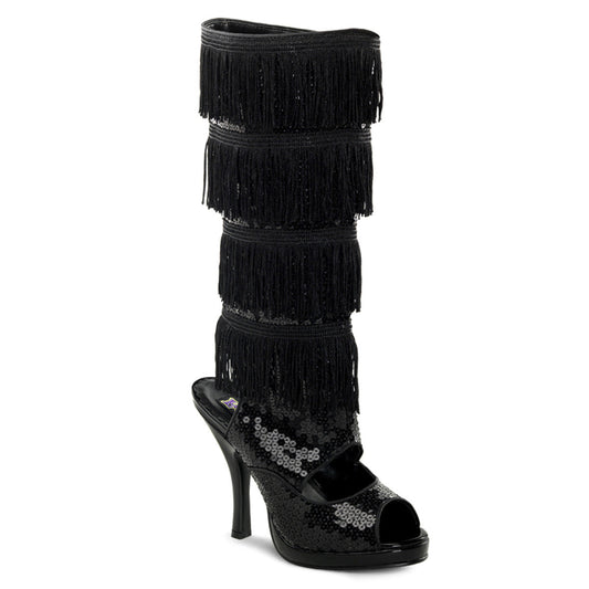 FLAPPER-168 Fancy Dress Costume Funtasma Women's Boots Blk Sequins