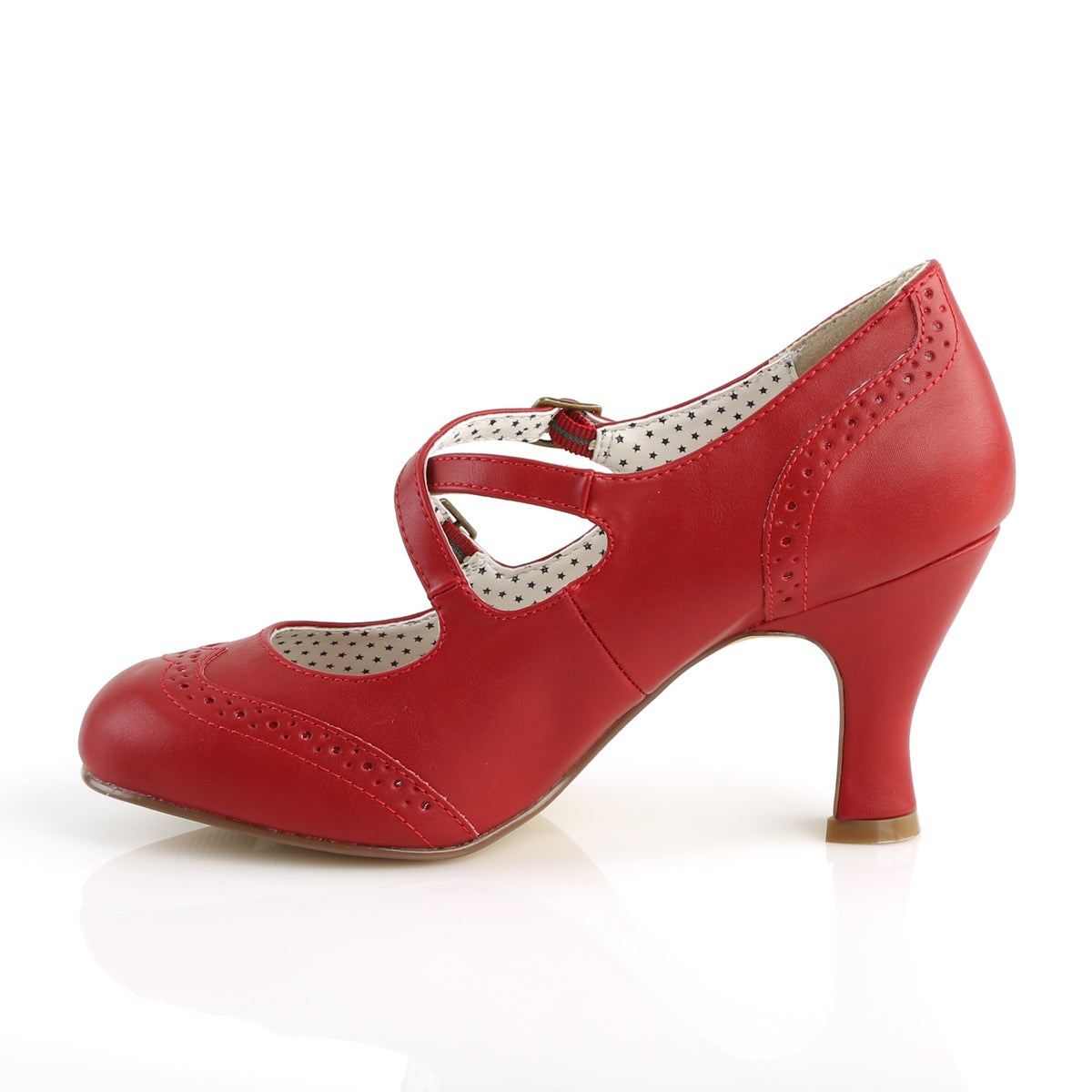 FLAPPER-35 Pin Up Couture Red Faux Leather Single Soles (Sexy Shoes)