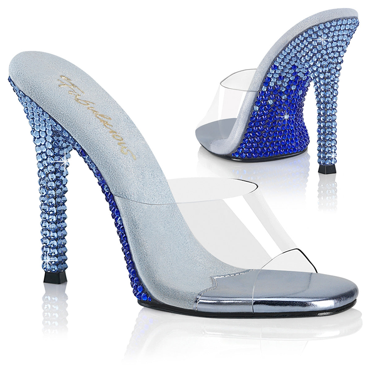 GALA-01DMM Fabulicious Clear/B Blue Multi Rhinestones Shoes (Sexy Shoes)