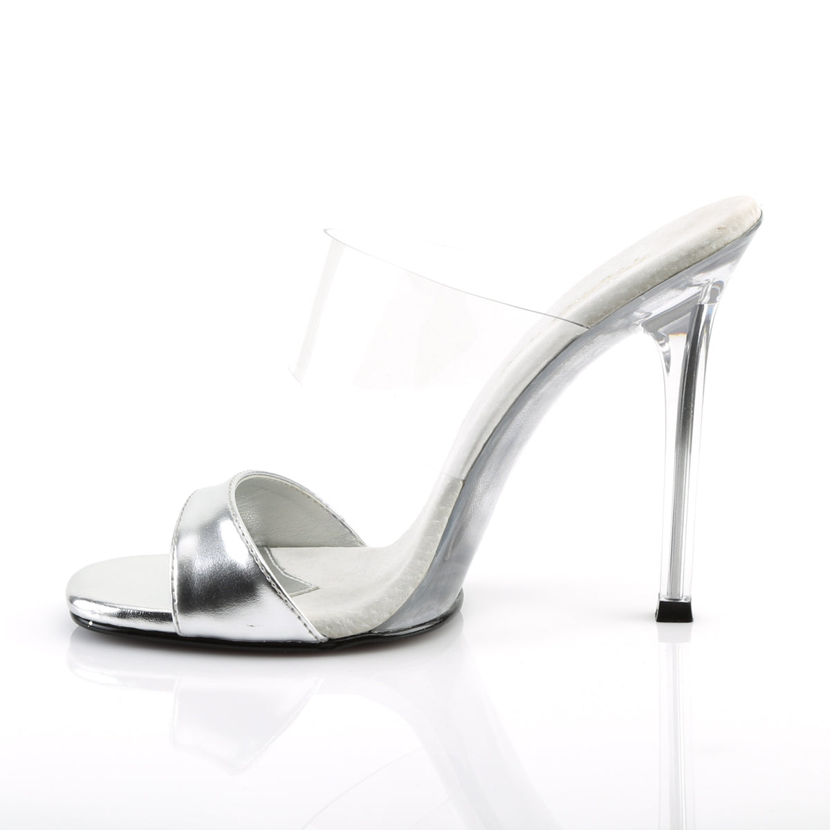 GALA-02L Fabulicious Silver Met Pu-Clear Transparent Shoes (posing comp heels)