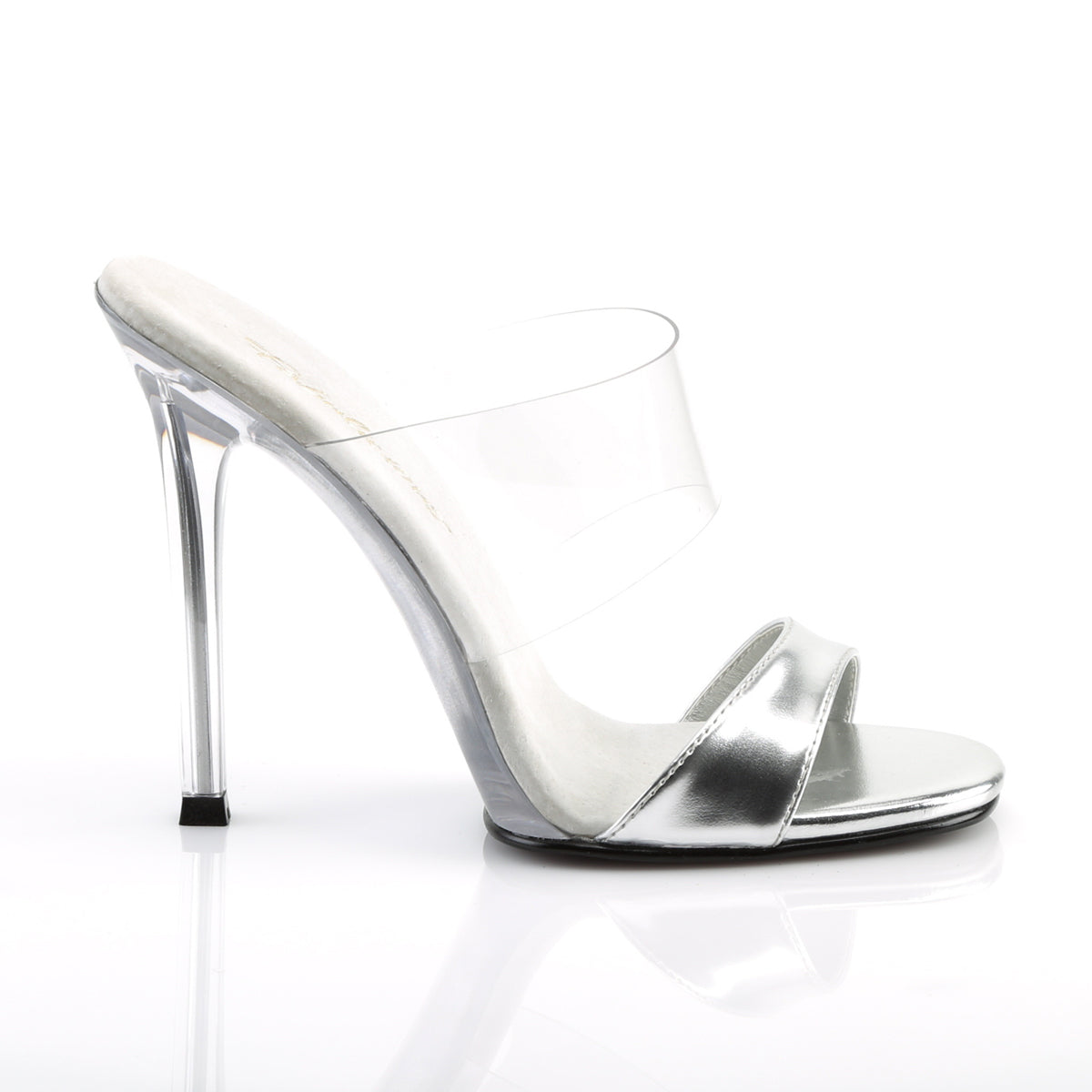 GALA-02L Fabulicious Silver Met Pu-Clear Transparent Shoes (posing comp heels)