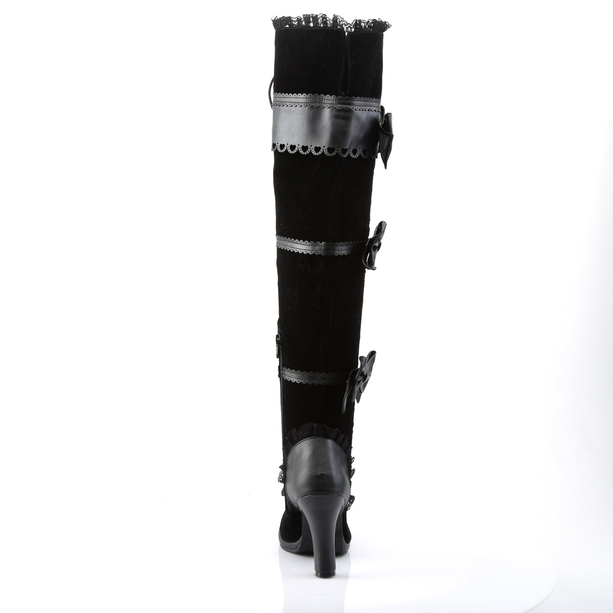 GLAM-300 Demonia Black Vegan Leather-Velvet Women's Over-the-Knee Boots (Sexy Shoes)