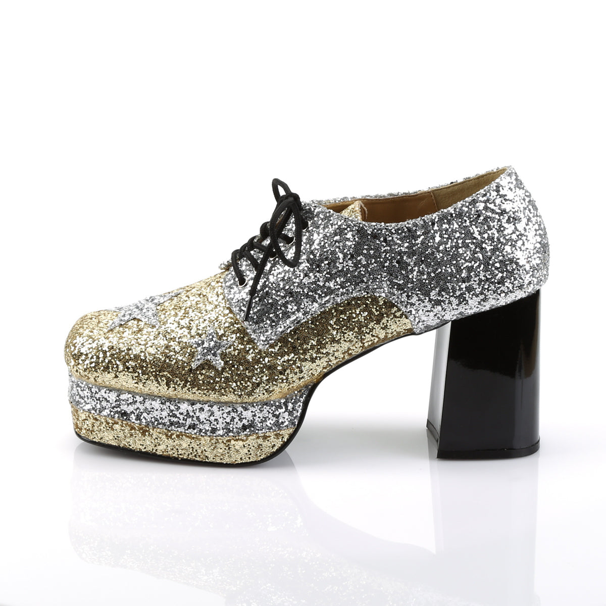 GLAMROCK-02 Cosplay Funtasma Men's Shoes Slv-Gold Glitter