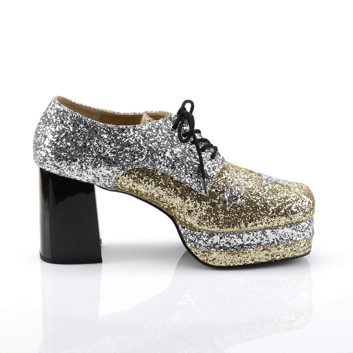 GLAMROCK-02 Cosplay Funtasma Men's Shoes Slv-Gold Glitter