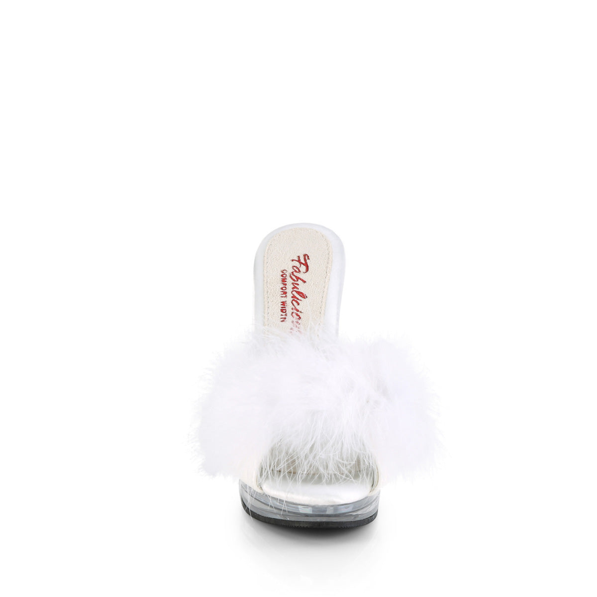 GLORY-501F-8 Fabulicious White Faux Leather-Fur/Clear Shoes (Sexy Shoes)