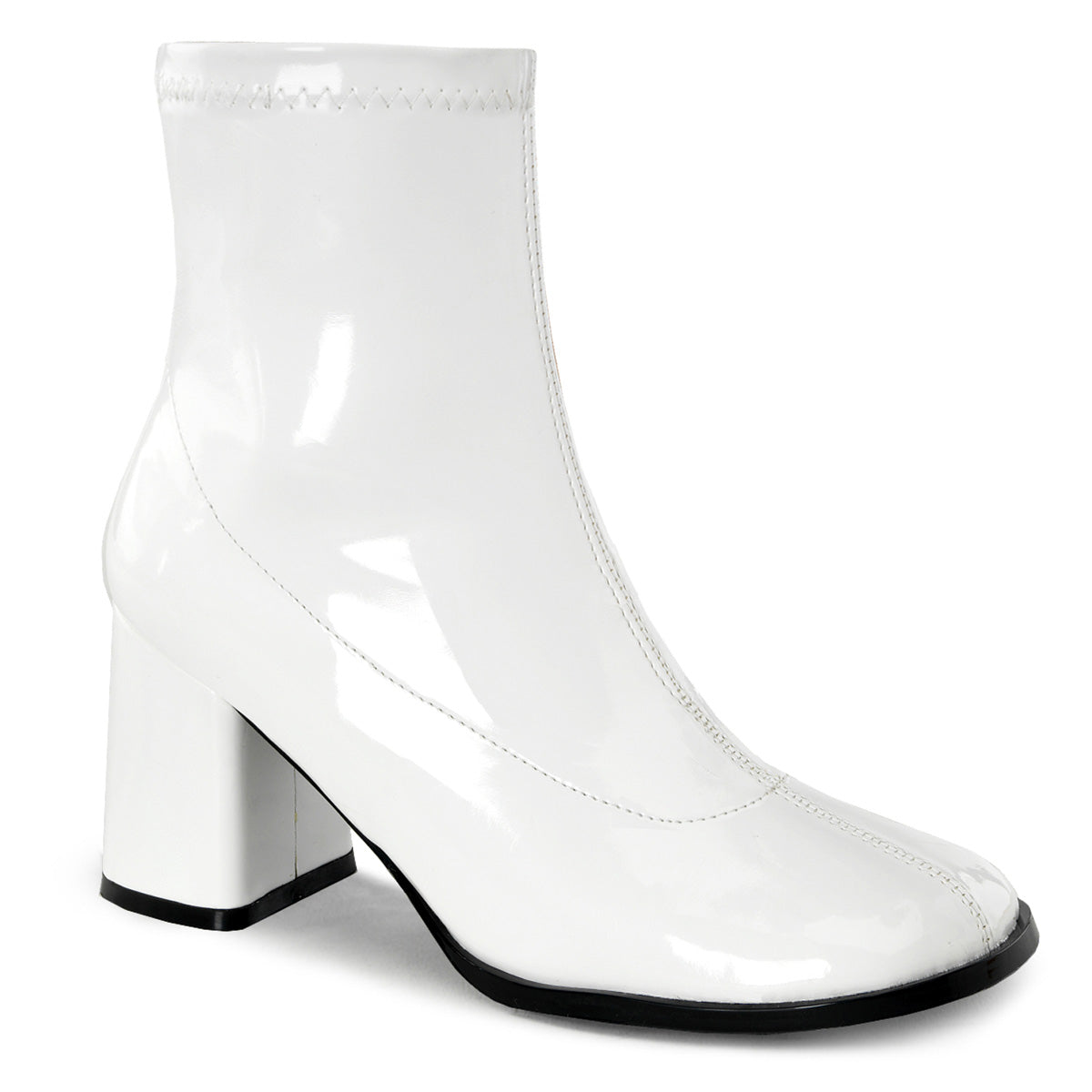 GOGO-150 Fancy Dress Costume Funtasma Women's Boots Wht Str Pat