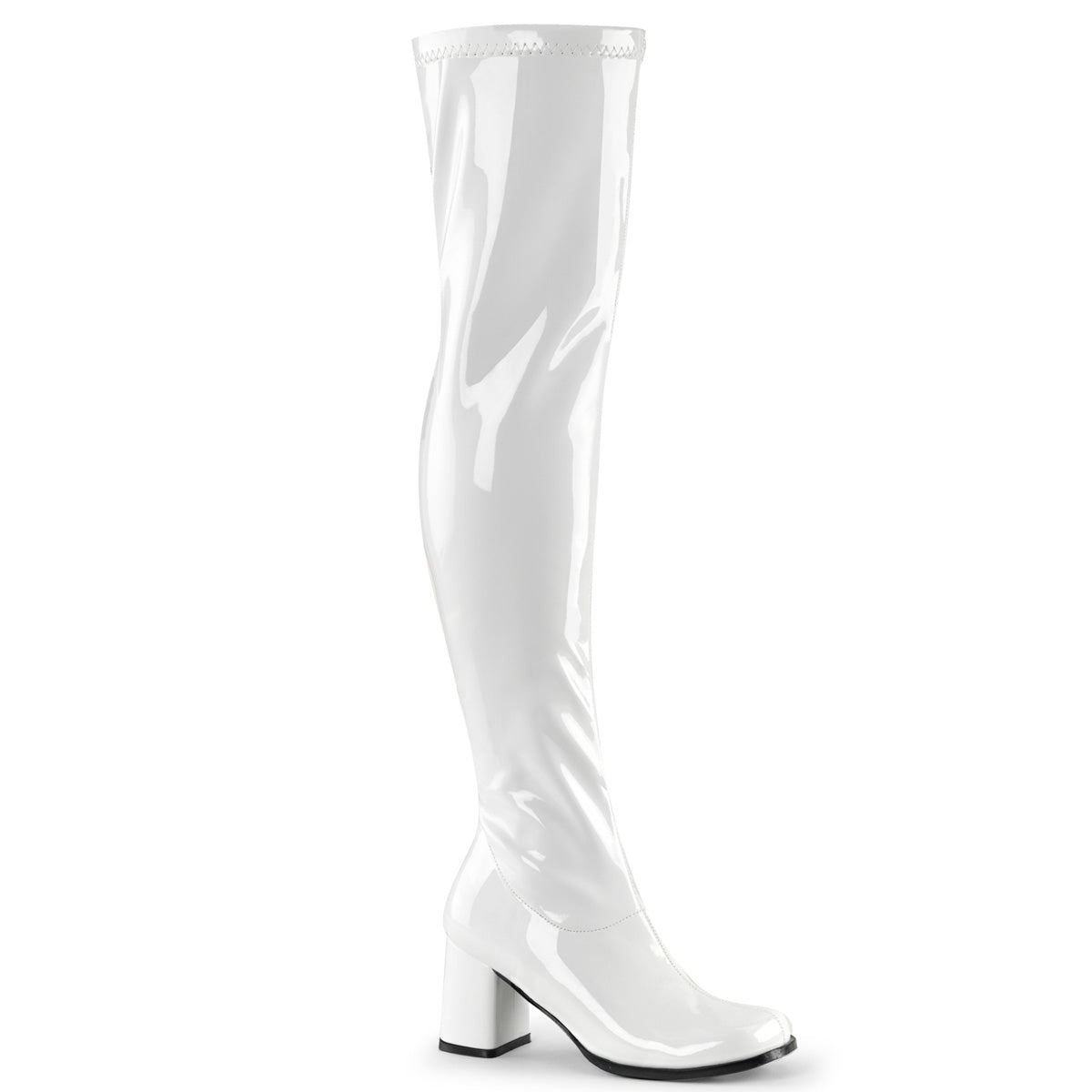 GOGO-3000 Fancy Dress Costume Funtasma Women's Boots Wht Str Pat