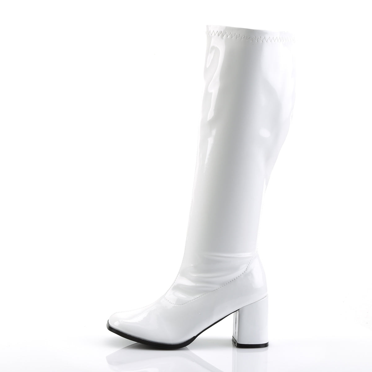 GOGO-300WC Funtasma White Stretch Patent Plus Sizes & Wide Width/Shaft (Sexy Shoes)