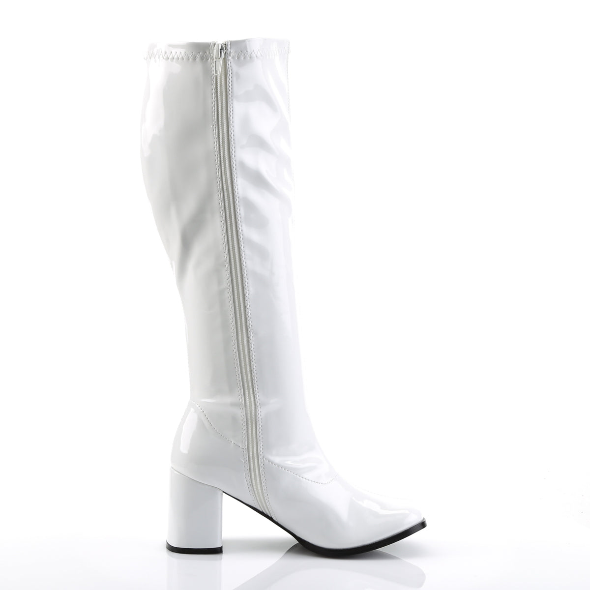 GOGO-300WC Funtasma White Stretch Patent Plus Sizes & Wide Width/Shaft (Sexy Shoes)