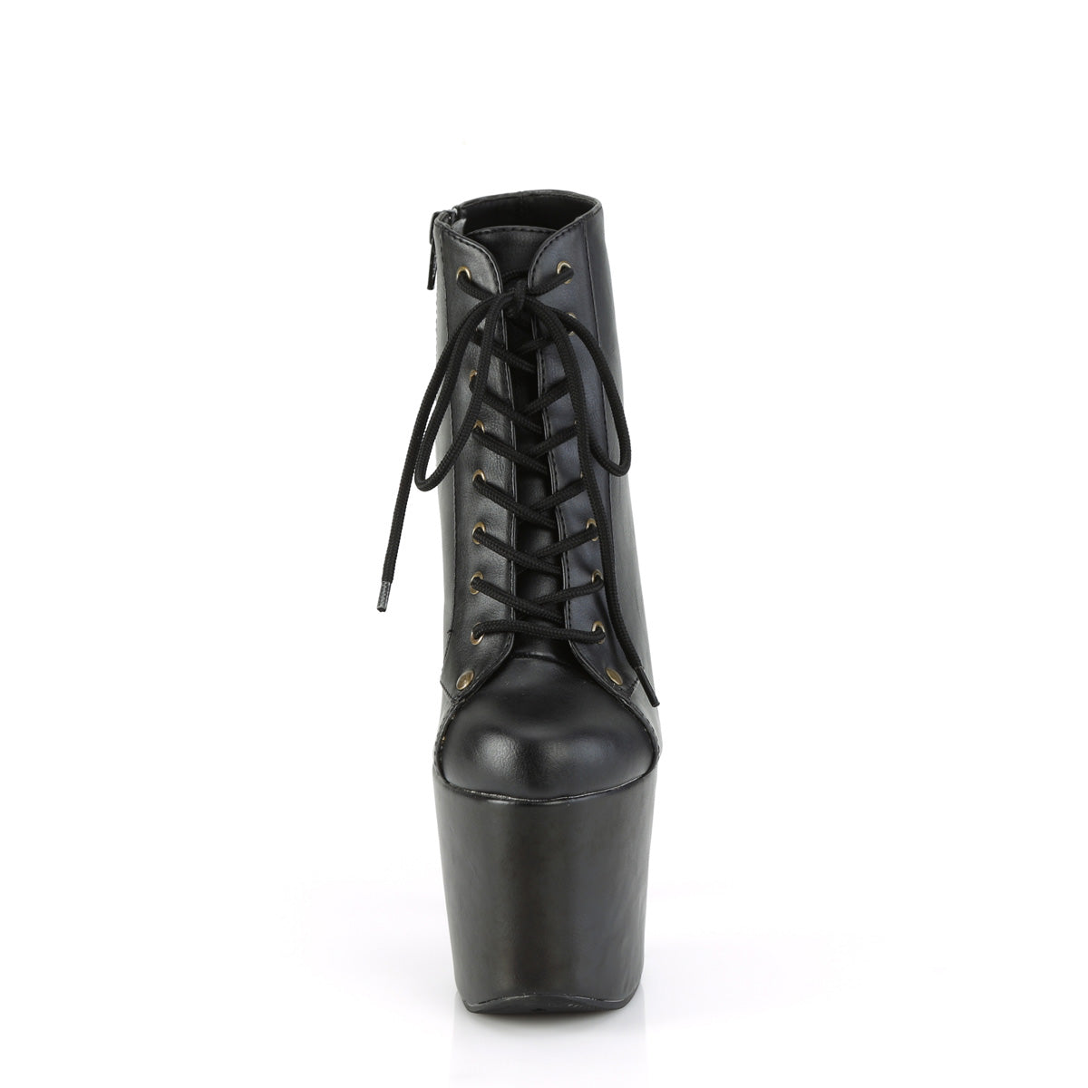 HEX-1005 Pleaser Black Faux Leather/Black Faux Leather Platform Shoes (Sexy Ankle Boots)