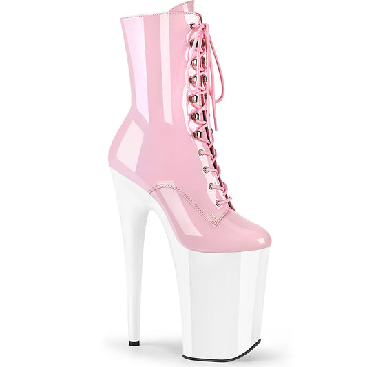 INFINITY-1020 Strippers Heels Pleaser Platforms (Exotic Dancing) B. Pink Pat/Wht