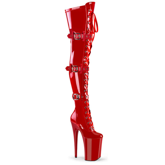 INFINITY-3028 Pleaser Red Stretch Patent/Red Platform Shoes (Sexy Shoes)