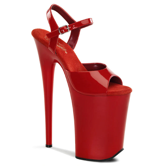 INFINITY-909 Strippers Heels Pleaser Platforms (Exotic Dancing) Red/Red