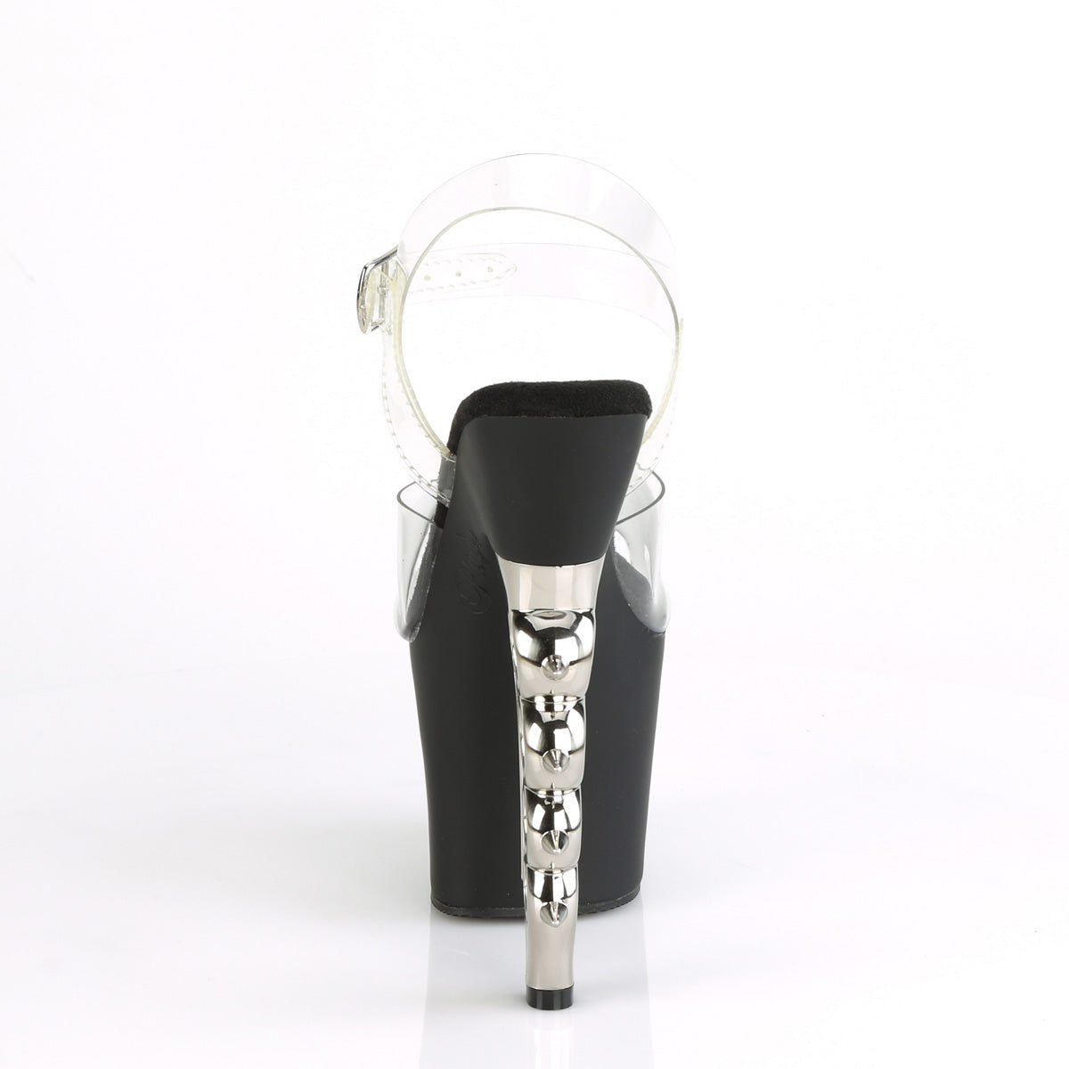 IRONGRIP-708 Pleaser Clear/Black Matte-Silver Brushed Platform Shoes (Sexy Shoes)