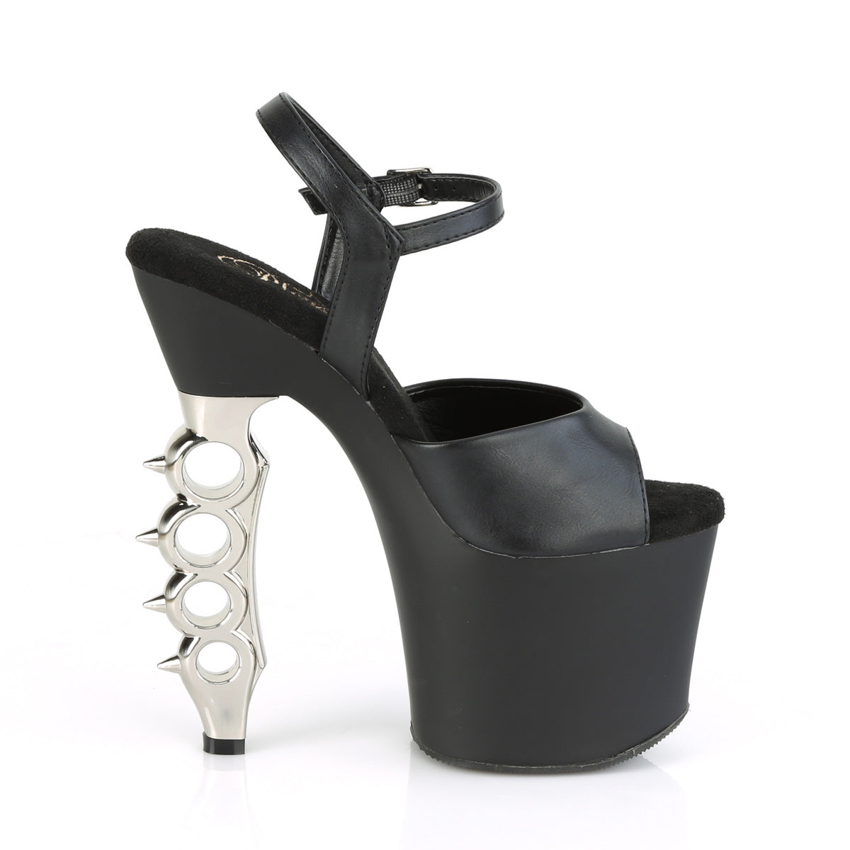 IRONGRIP-709 Pleaser Black F.Leather/Black Matte-Silver Brushed Platform Shoes (Sexy Shoes)