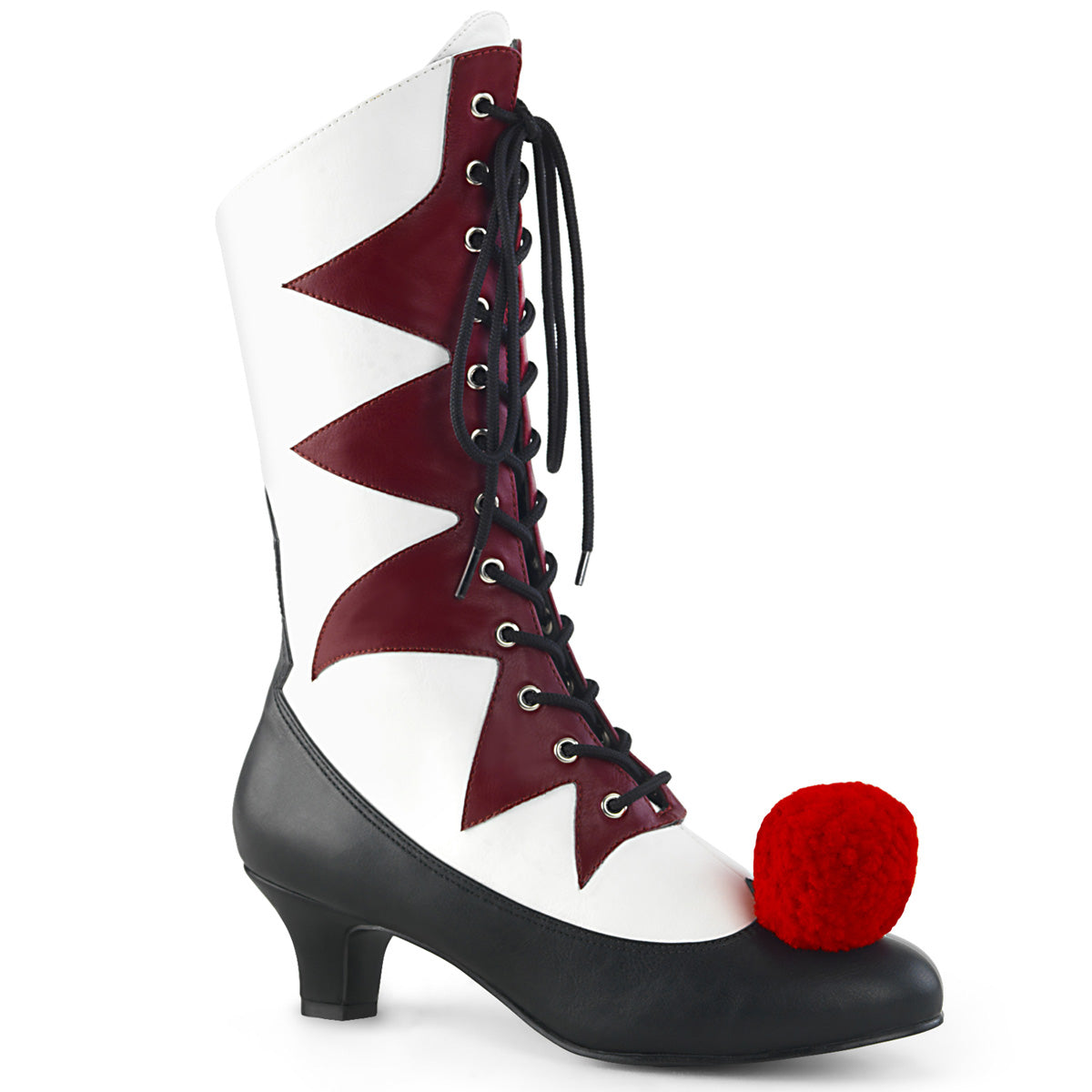 IT-120 Fancy Dress Costume Funtasma Women's Boots White-Burgundy Pu