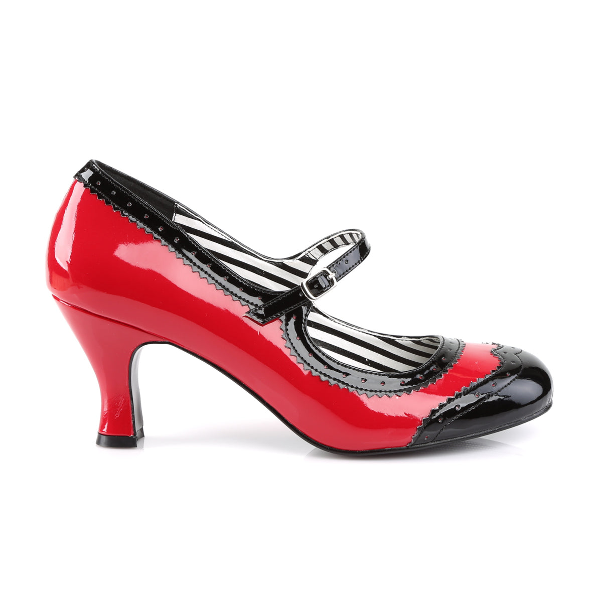 JENNA-06 Large Size Ladies Shoes Single Soles Red-Black Pat